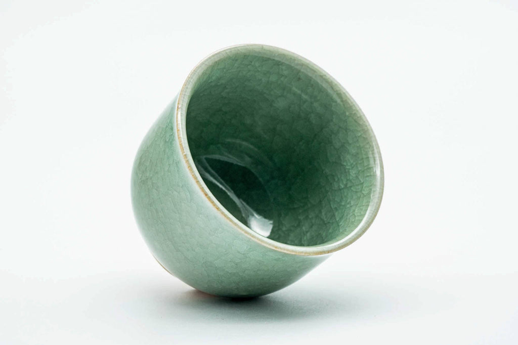 Japanese Teacup - Green Celadon Snowflake Glazed Yunomi - 130ml