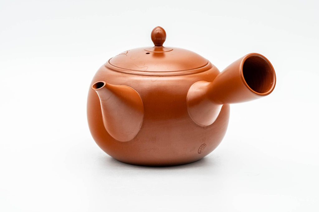 Japanese Kyusu - 北龍 Hokuryu - Camellia Floral Engraved Tokoname-yaki Debeso Teapot - 450ml