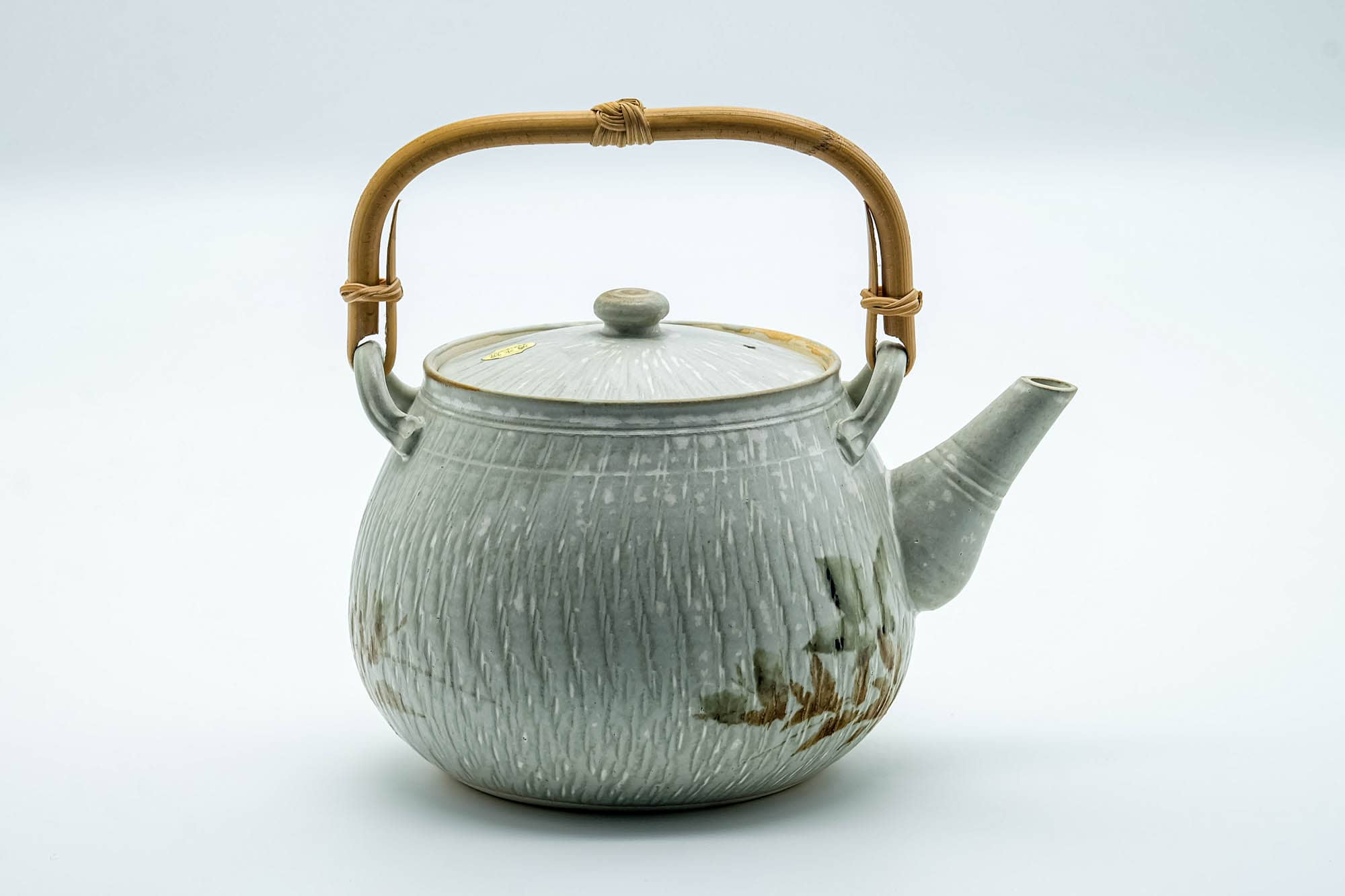 Japanese Tea Set - Beige Speckled Floral Kiyomizu-yaki Dobin Teapot with 5 Yunomi Teacups