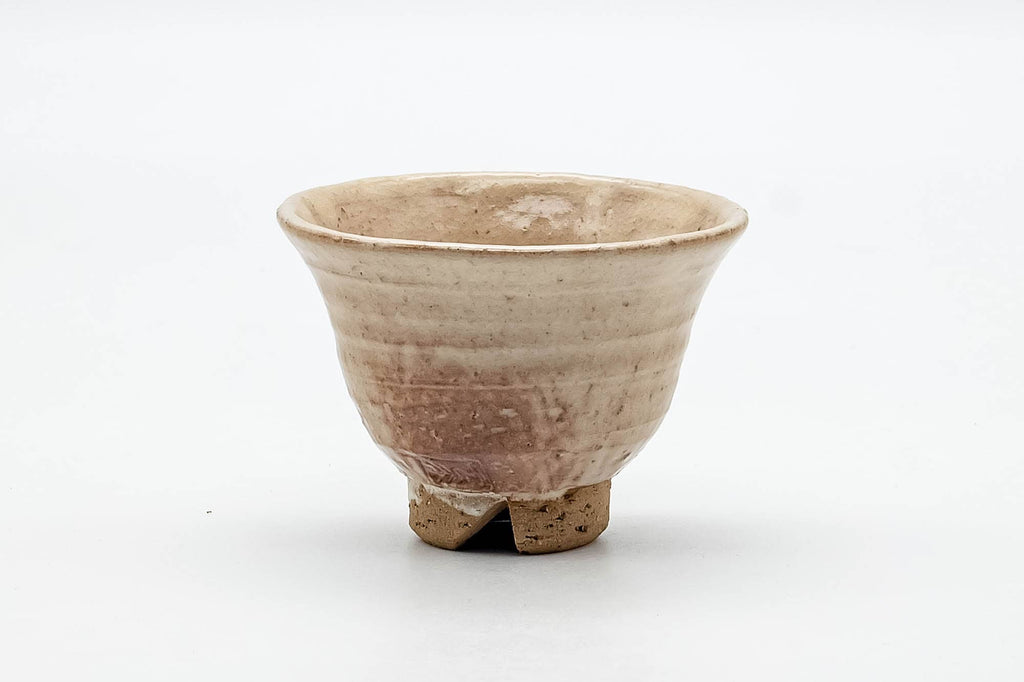 Japanese Teacup - Beige Milky Glazed Hagi-yaki Curved Yunomi - 100ml