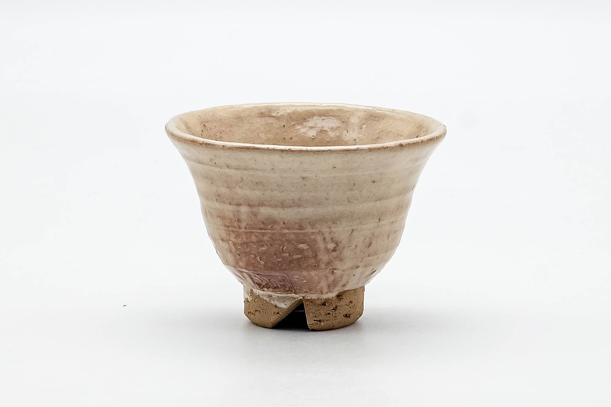 Japanese Teacup - Beige Milky Glazed Hagi-yaki Curved Yunomi - 100ml