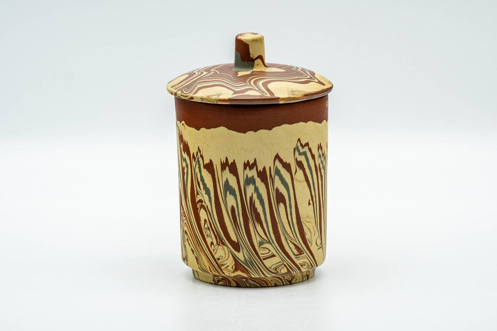 Japanese Teacup - Red Yellow Marbled Nerikomi Tokoname-yaki Lidded Yunomi - 150ml