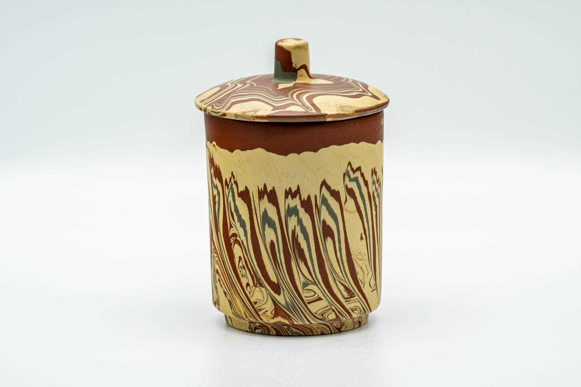 Japanese Teacup - Red Yellow Marbled Nerikomi Tokoname-yaki Lidded Yunomi - 150ml