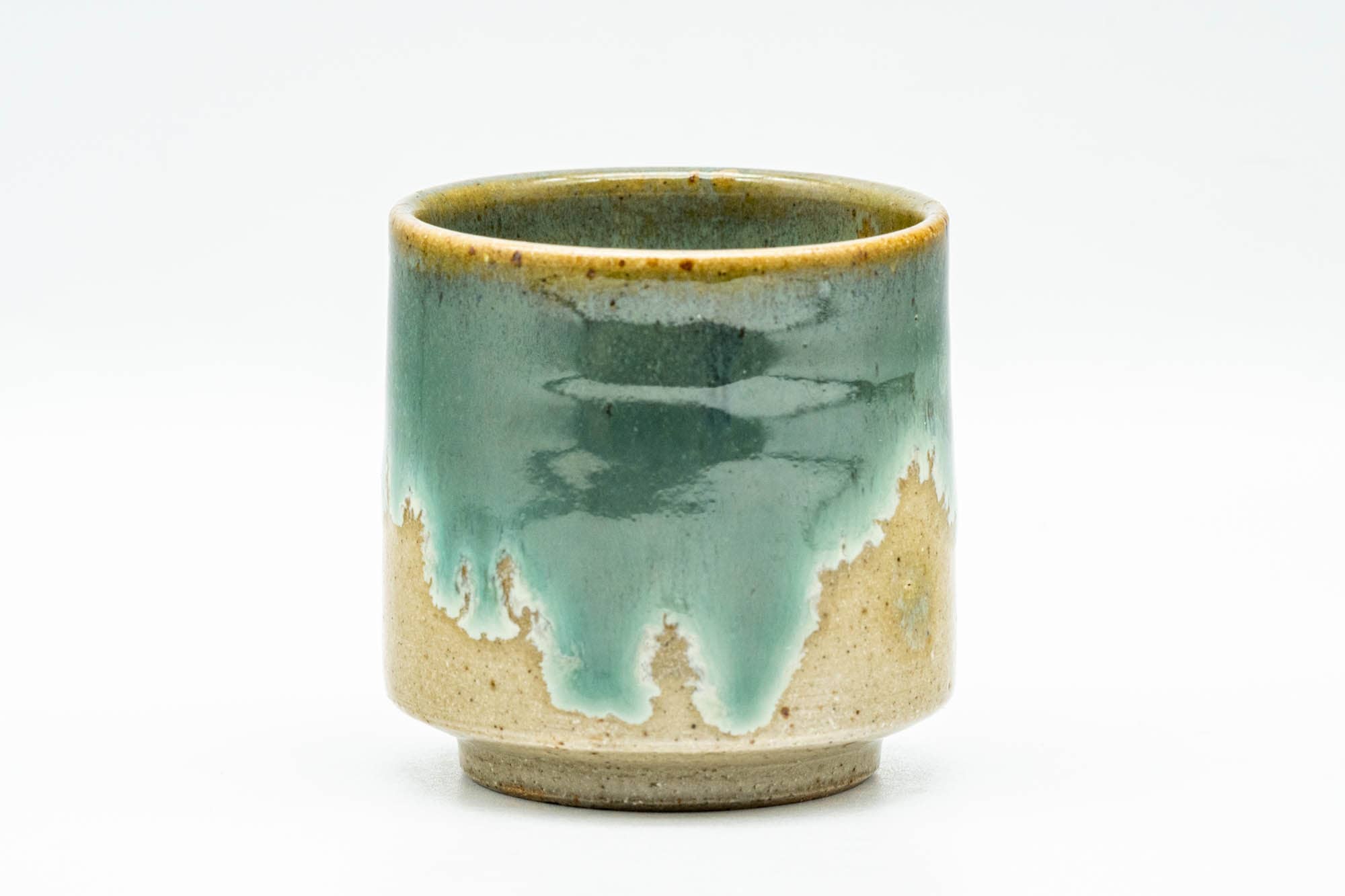Japanese Teacup - Green Drip-Glazed Agano-yaki Yunomi - 90ml