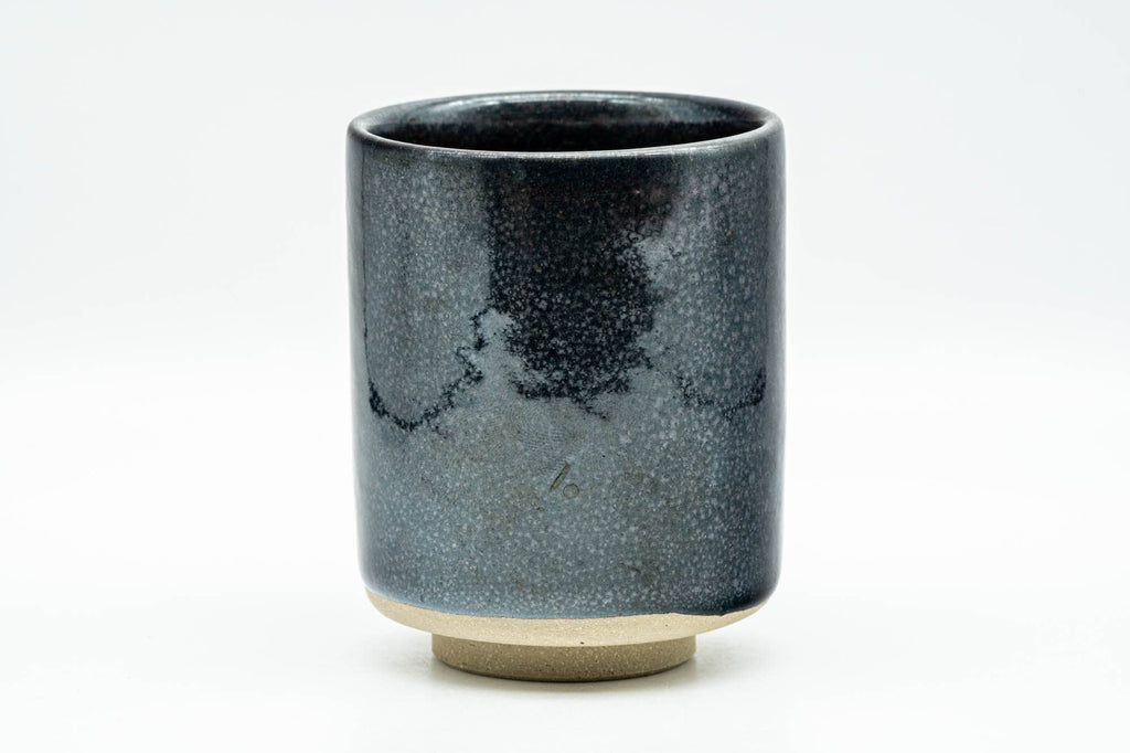 Japanese Teacup - Black Metallic Tenmoku Glazed Tsutsu-gata Yunomi - 200ml
