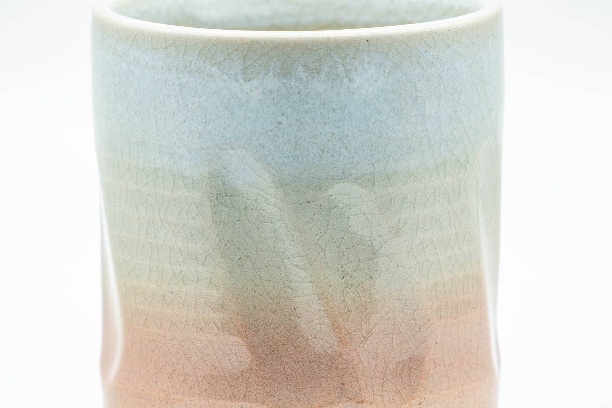 Japanese Teacup - Carved Beige Peach Glazed Hagi-yaki Yunomi - 200ml