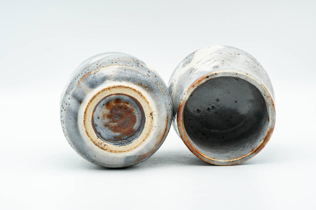 Japanese Teacups - Pair of Blue White Shino Glazed Yunomi - 150ml
