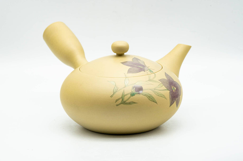 Japanese Kyusu - Purple Floral Kikyo Tokoname-yaki Ceramic Teapot - 250ml