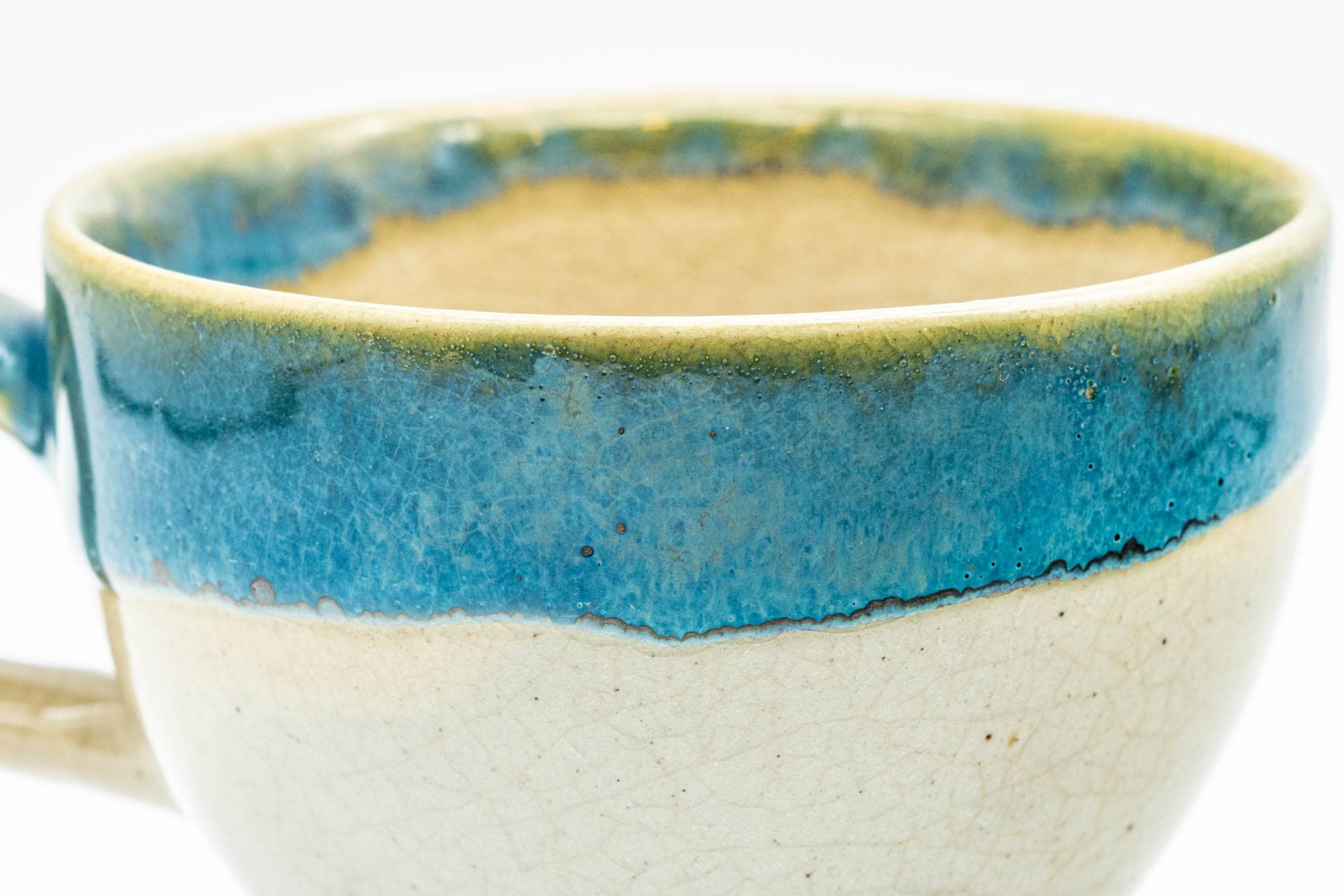 Japanese Teacup - Blue Drip-Glazed Agano-yaki Ushirode Yunomi - 140ml