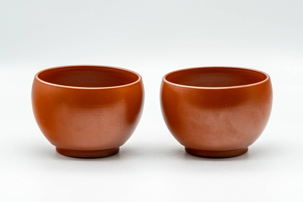 Japanese Teacups - Pair of Floral Engraved White Inner Glazed Tokoname-yaki Yunomi - 125ml