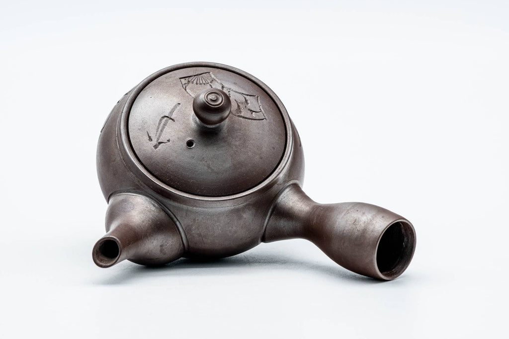 Japanese Kyusu - Floral Engraved Banko-yaki Ceramic Teapot - 120ml