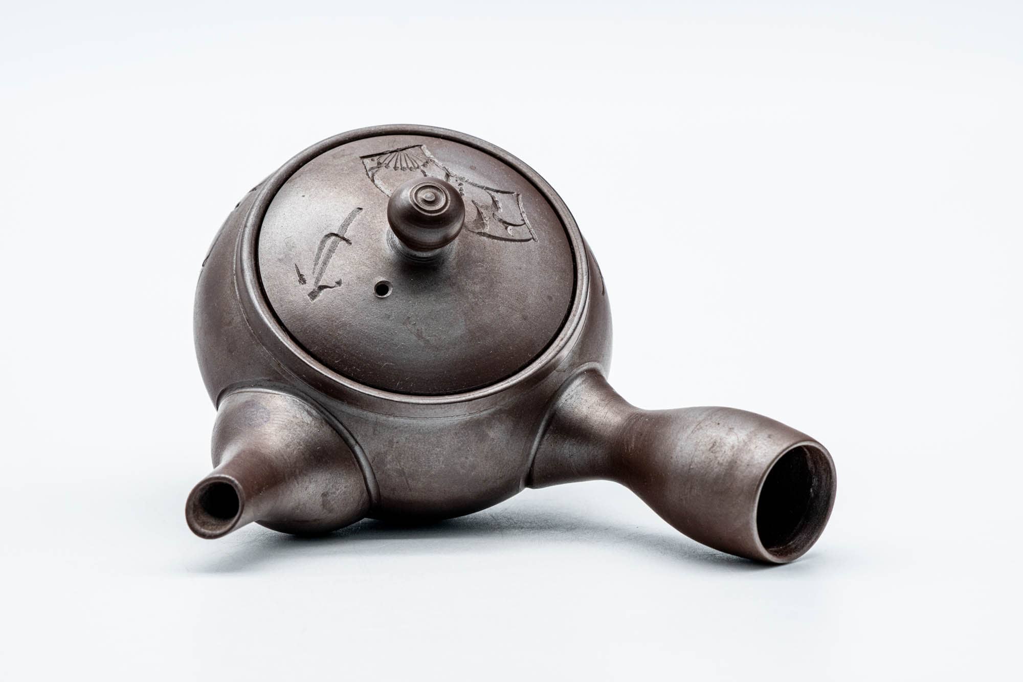 Japanese Kyusu - Floral Engraved Banko-yaki Ceramic Teapot - 120ml