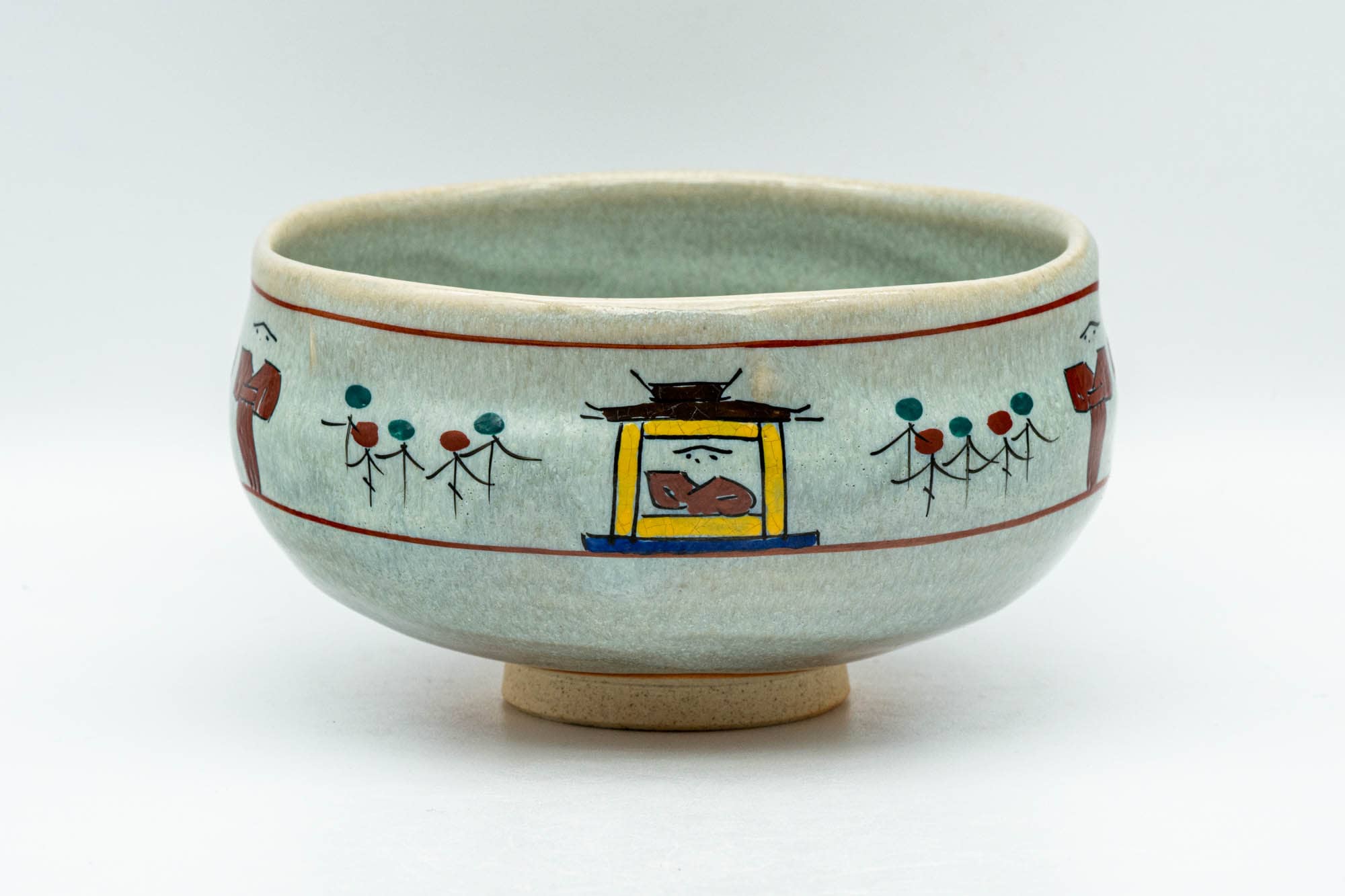 Japanese Matcha Bowl - 赤膚山 Akiyama Kiln - Sage Glazed Akahada-yaki Chawan - 350ml