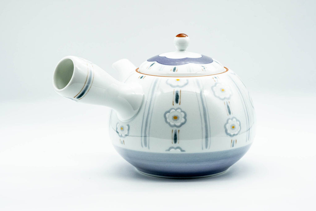 Japanese Kyusu - Chrysanthemum Striped Arita-yaki Debeso Teapot - 500ml