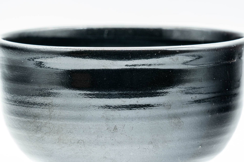 Japanese Matcha Bowl - Jet Black Glazed Hantsutsu-gata Chawan - 350ml