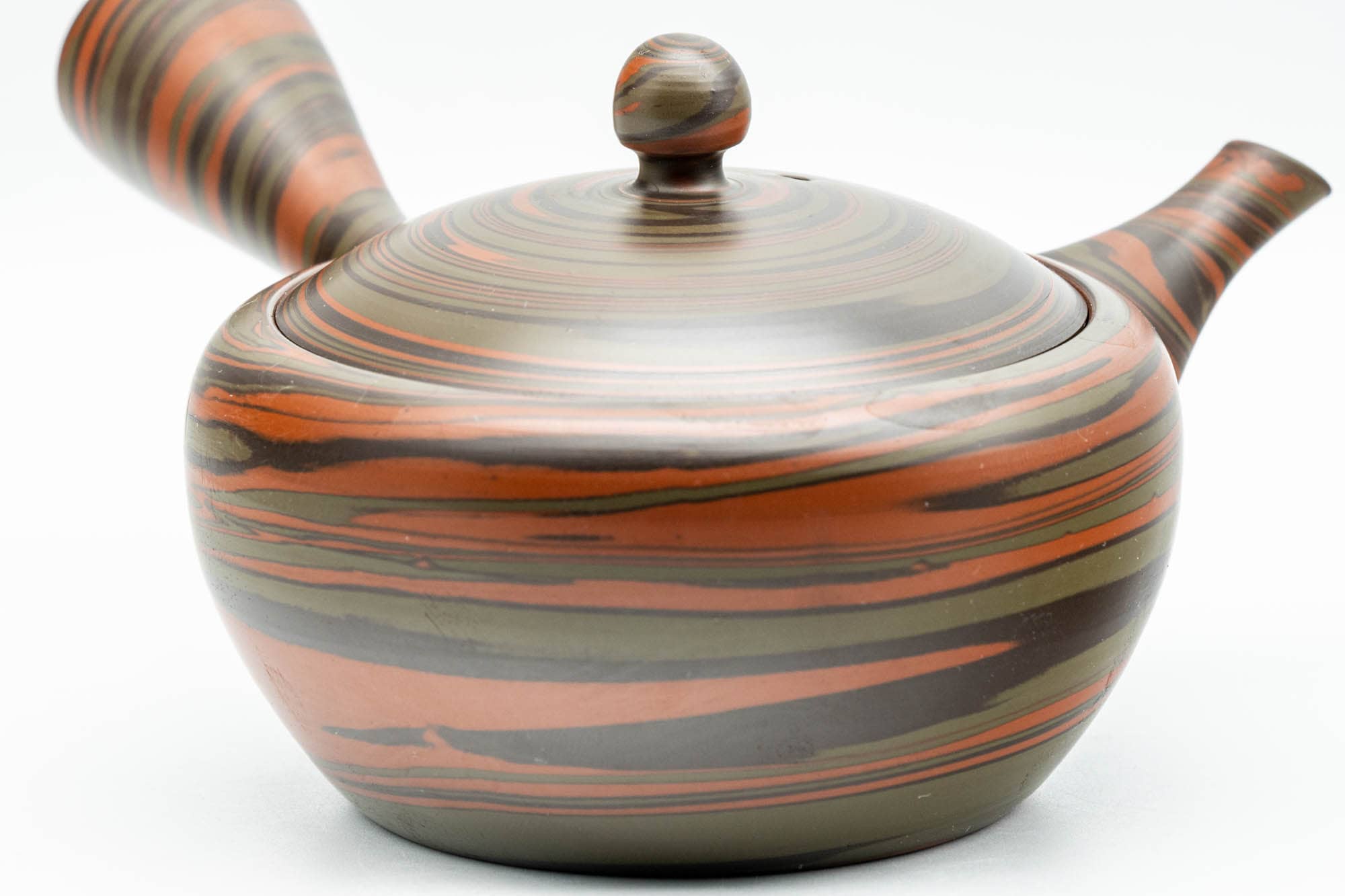 Japanese Kyusu - 陶仙 Tosen Hida - Red Nerikomi Tokoname-yaki Debeso Teapot - 220ml