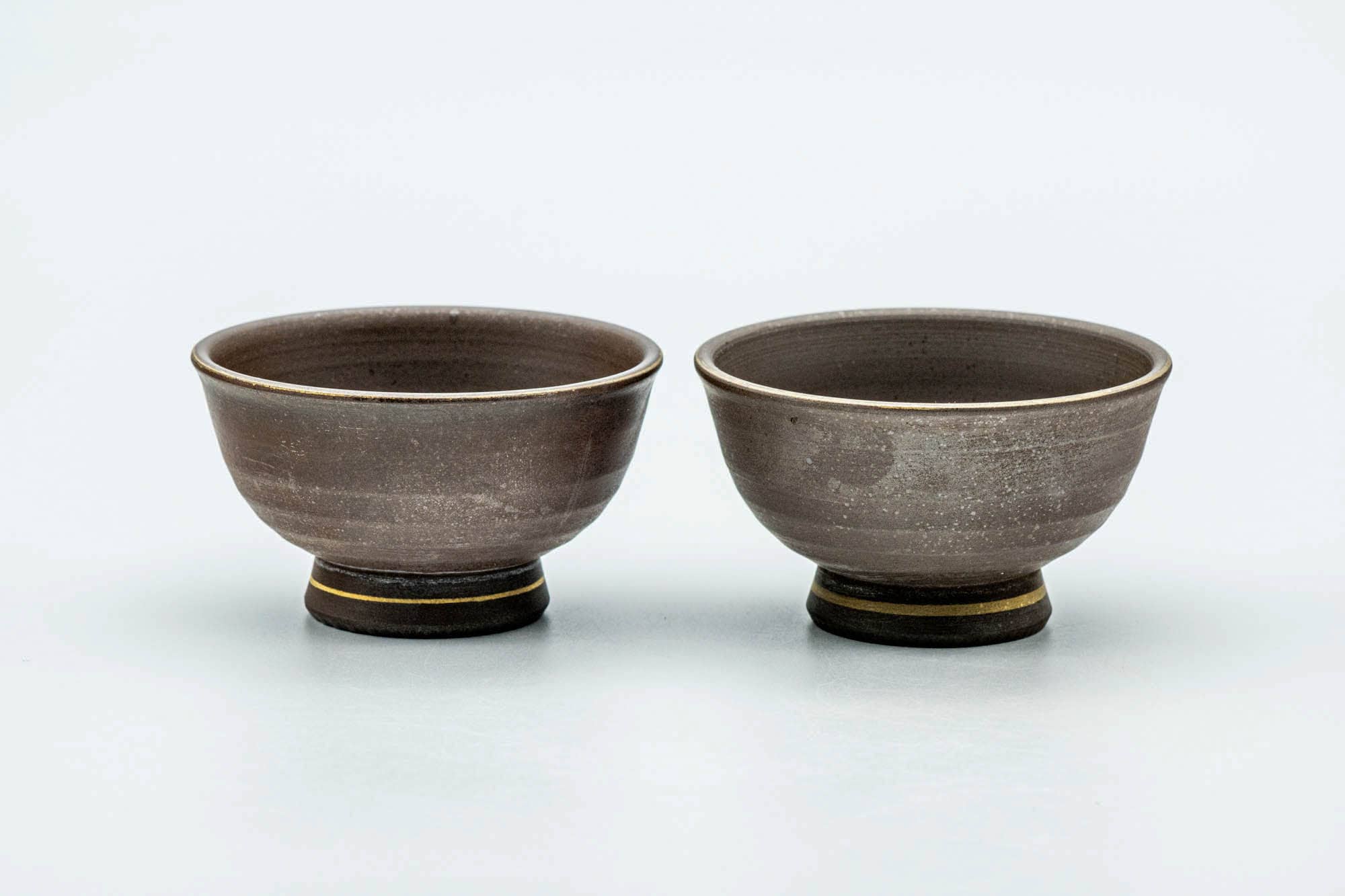 Japanese Teacups - Pair of Green Leaf Decorated Guinomi - 45ml