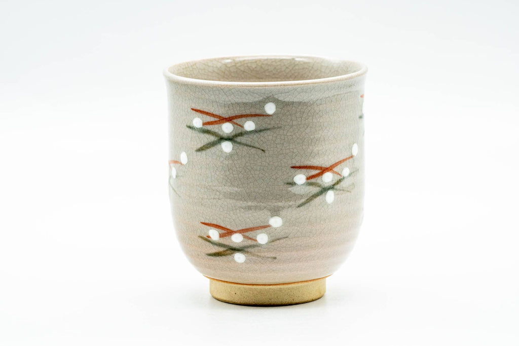 Japanese Teacup - Beige Geometric Decorated Yunomi - 175ml