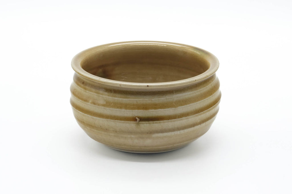 Japanese Kensui - Spiraling Yellow Glazed Seto-yaki Water Bowl - 640ml