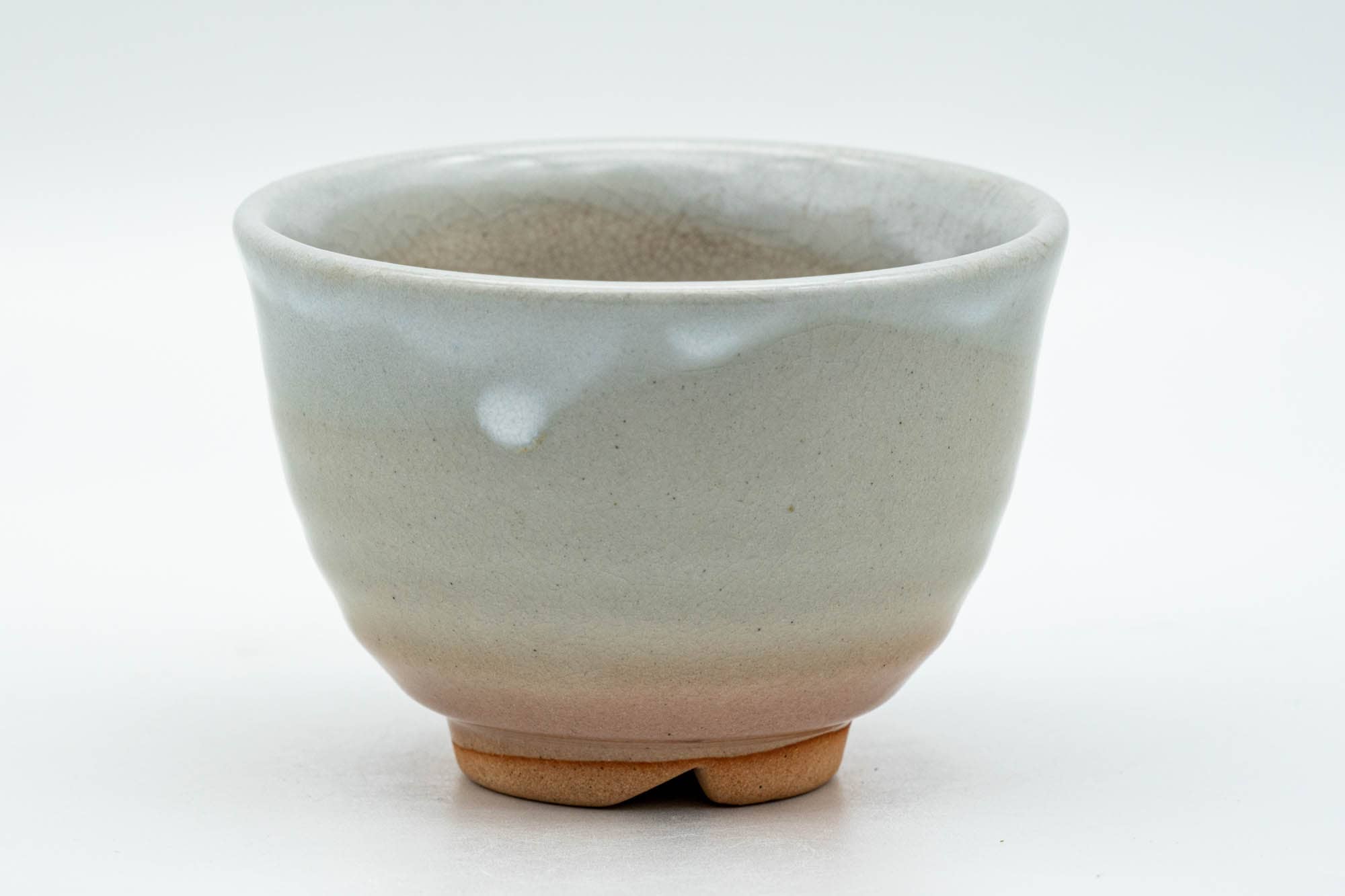 Japanese Teacups - Pair of Unique Beige White Glazed Hagi-yaki Yunomi - 120ml