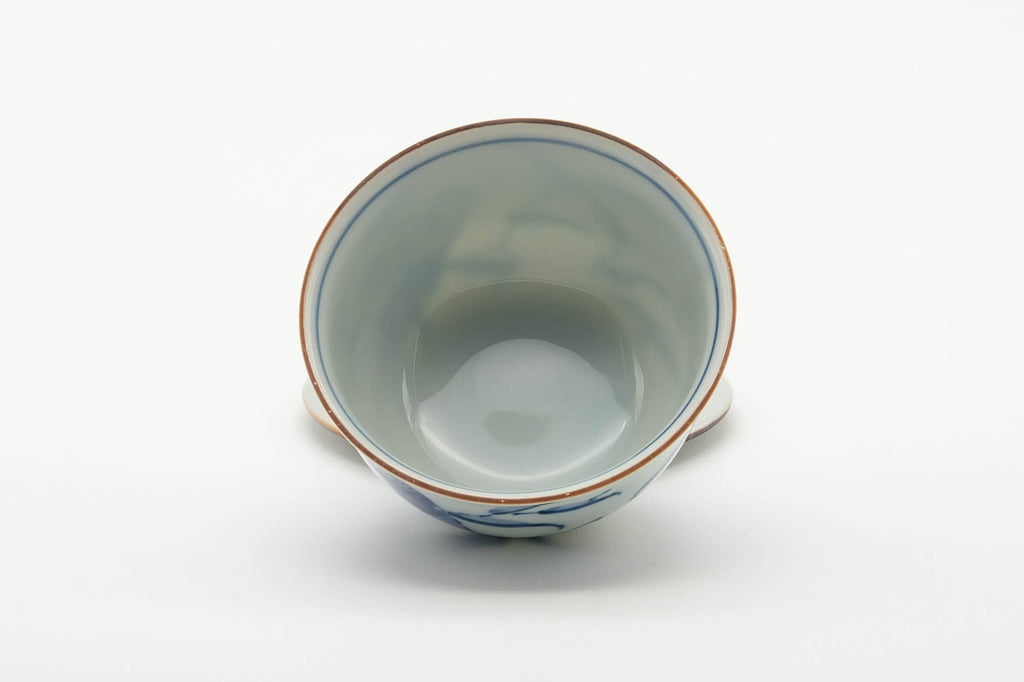 Japanese Teacup - Blue Bird Floral Arita-yaki Lidded Yunomi - 150ml