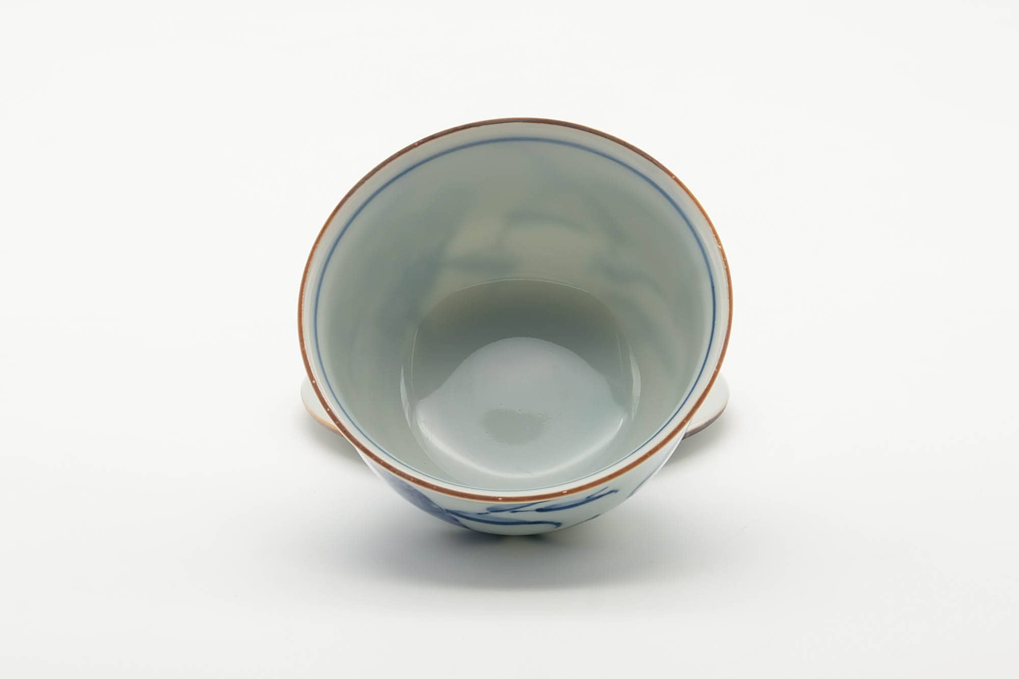 Japanese Teacup - Blue Bird Floral Arita-yaki Lidded Yunomi - 150ml
