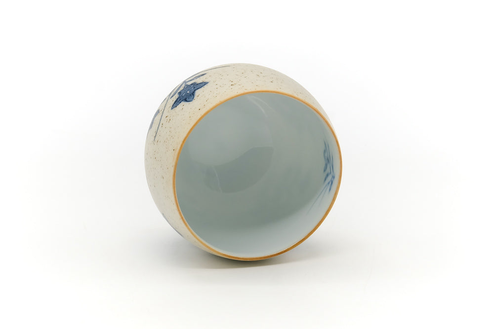 Japanese Teacup - Blue Floral Arita Yunomi - 170ml