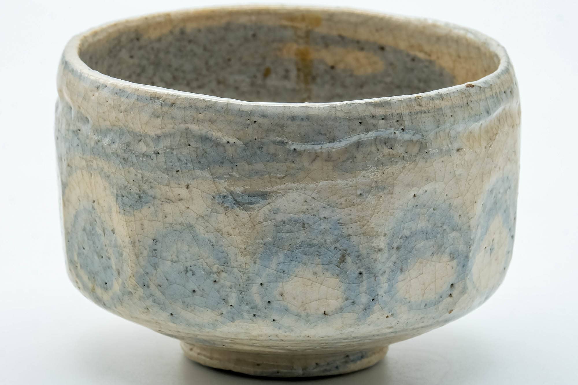 Japanese Matcha Bowl - 楽入窯 Rakunyu Kiln - Faceted Nerikomi Raku-yaki Chawan - 400ml