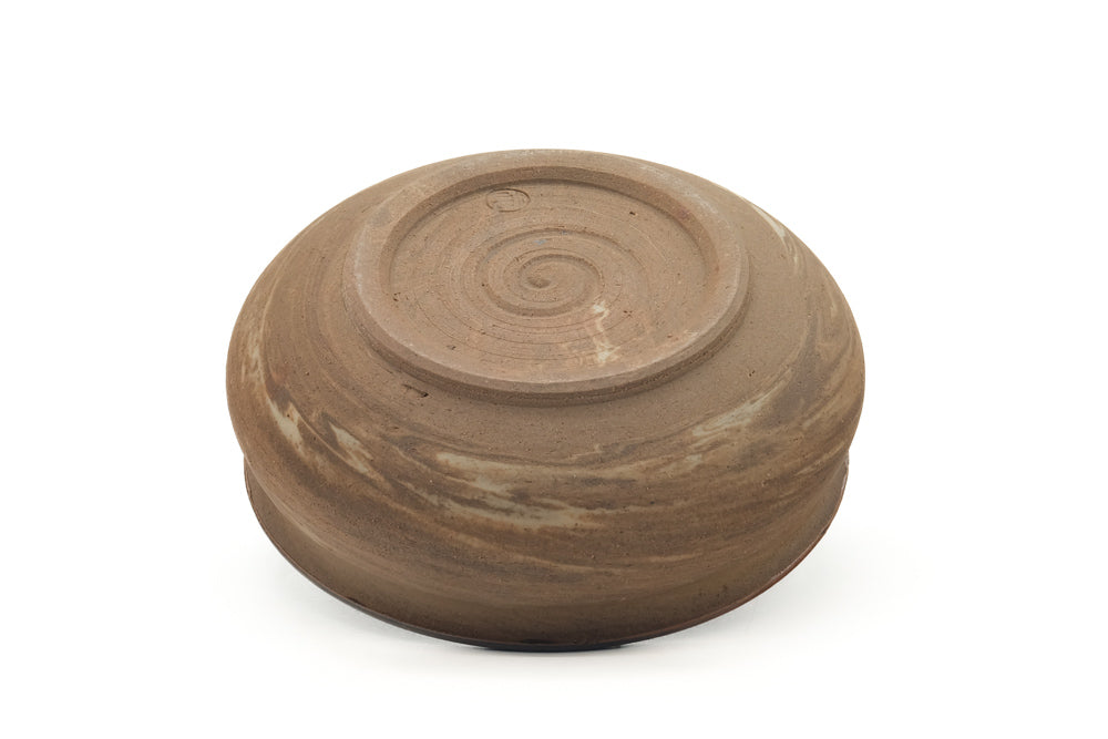 Japanese Kensui - Wide Brown Stoneware Water Bowl - 470ml