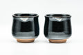 Japanese Teacups - Pair of Jet Black Glazed Yunomi - 130ml
