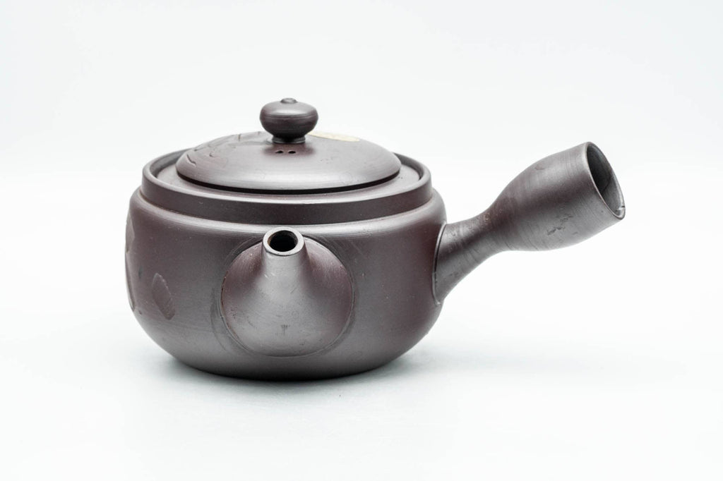 Japanese Kyusu - Engraved Swirls Banko-yaki Mesh Teapot - 330ml