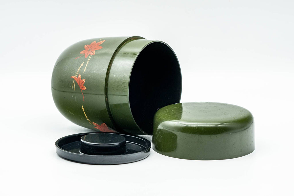 Japanese Chazutsu - Green Floral Tea Plastic Canister - 300ml