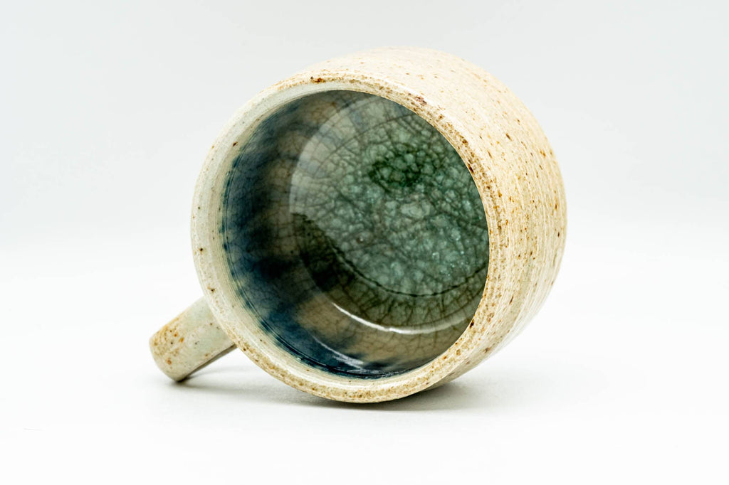 Japanese Teacup - Beige Blue Cerulean Interior Glazed Ushirode Yunomi - 125ml