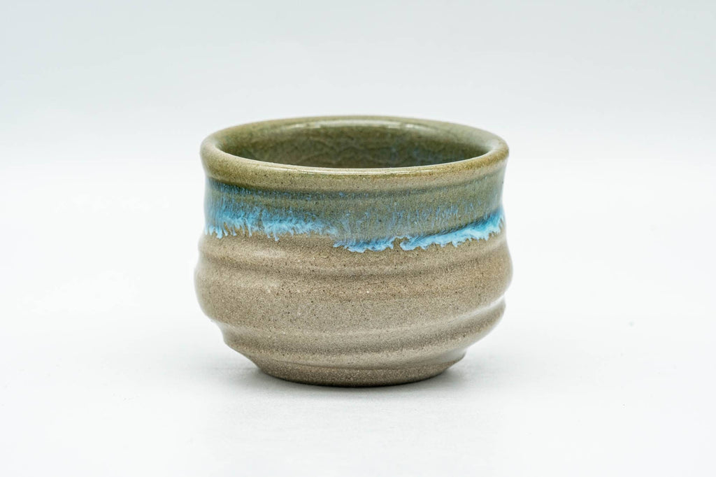 Japanese Teacup - Turquoise Glazed Agano-yaki Spiraling Guinomi - 45ml