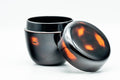 Japanese Natsume - Black Orange Patterned Matcha Tea Caddy - 100ml