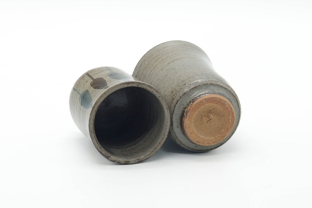 Japanese Teacups - Pair of Grey Glazed Meoto Yunomi - 120ml