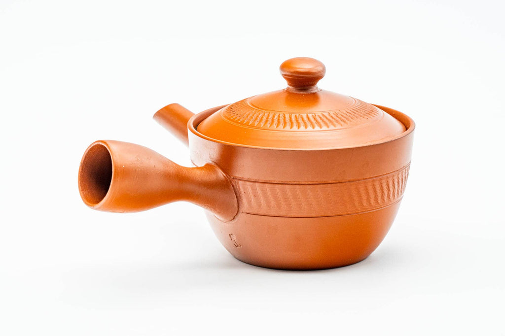 Japanese Kyusu - Engraved Tochiri Tokoname-yaki Mesh Teapot - 175ml
