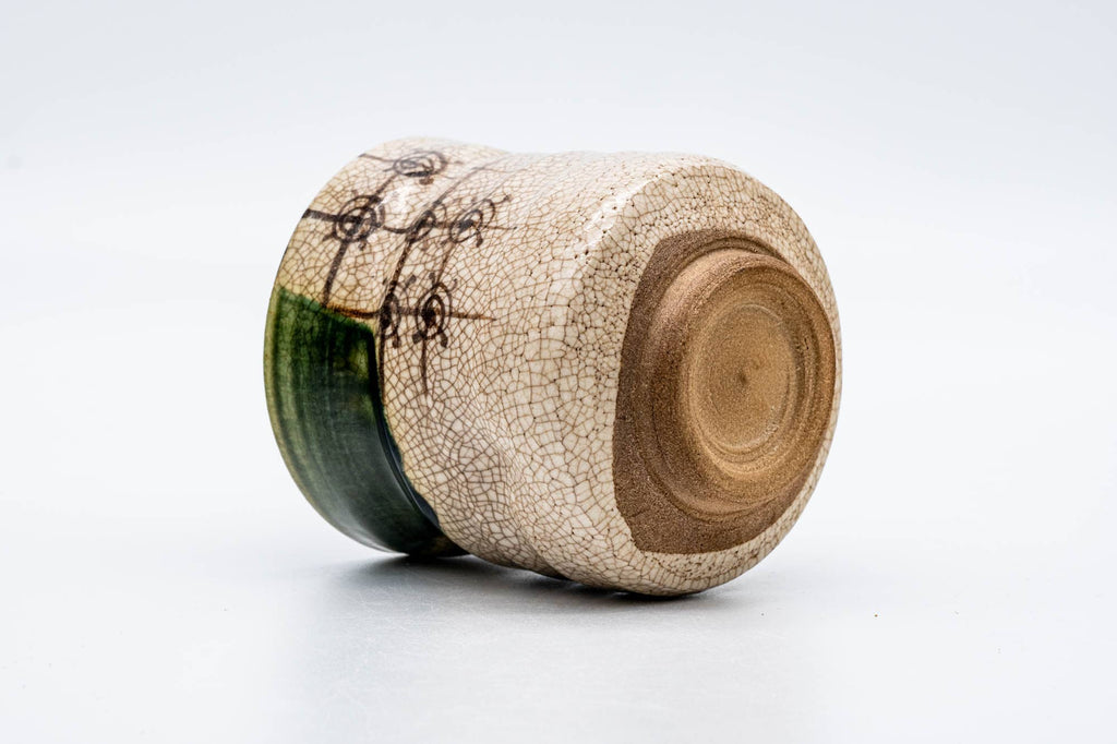 Japanese Matcha Bowl - Cream Green Drip-Glazed Ao-Oribe Chawan - 250ml