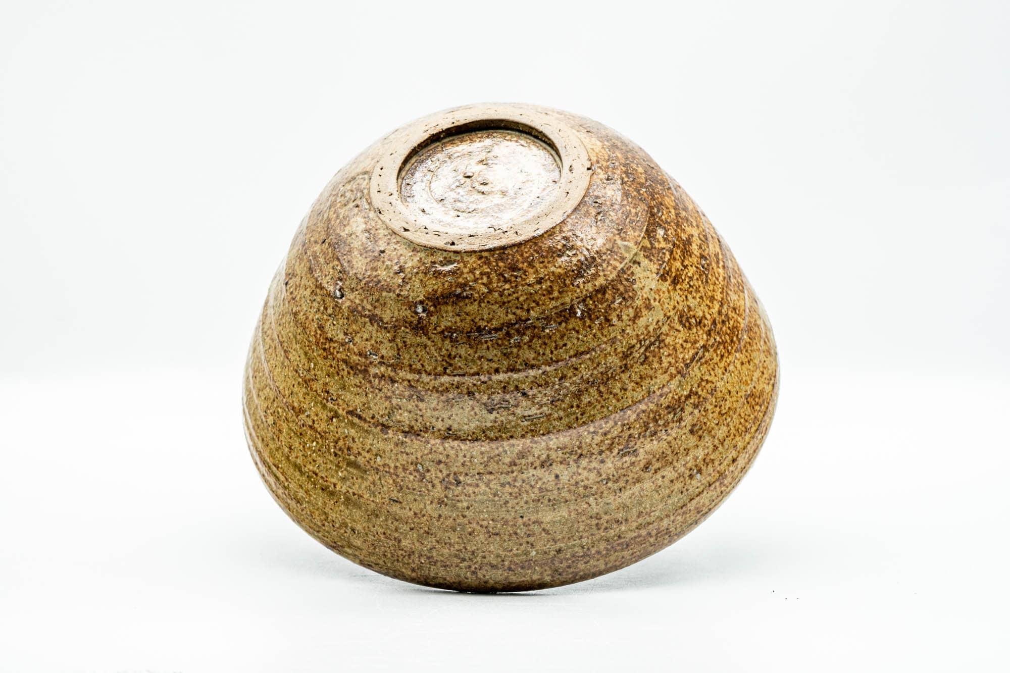 Japanese Matcha Bowl - Beige Black Inner-Glazed Spiraling Chawan - 450ml