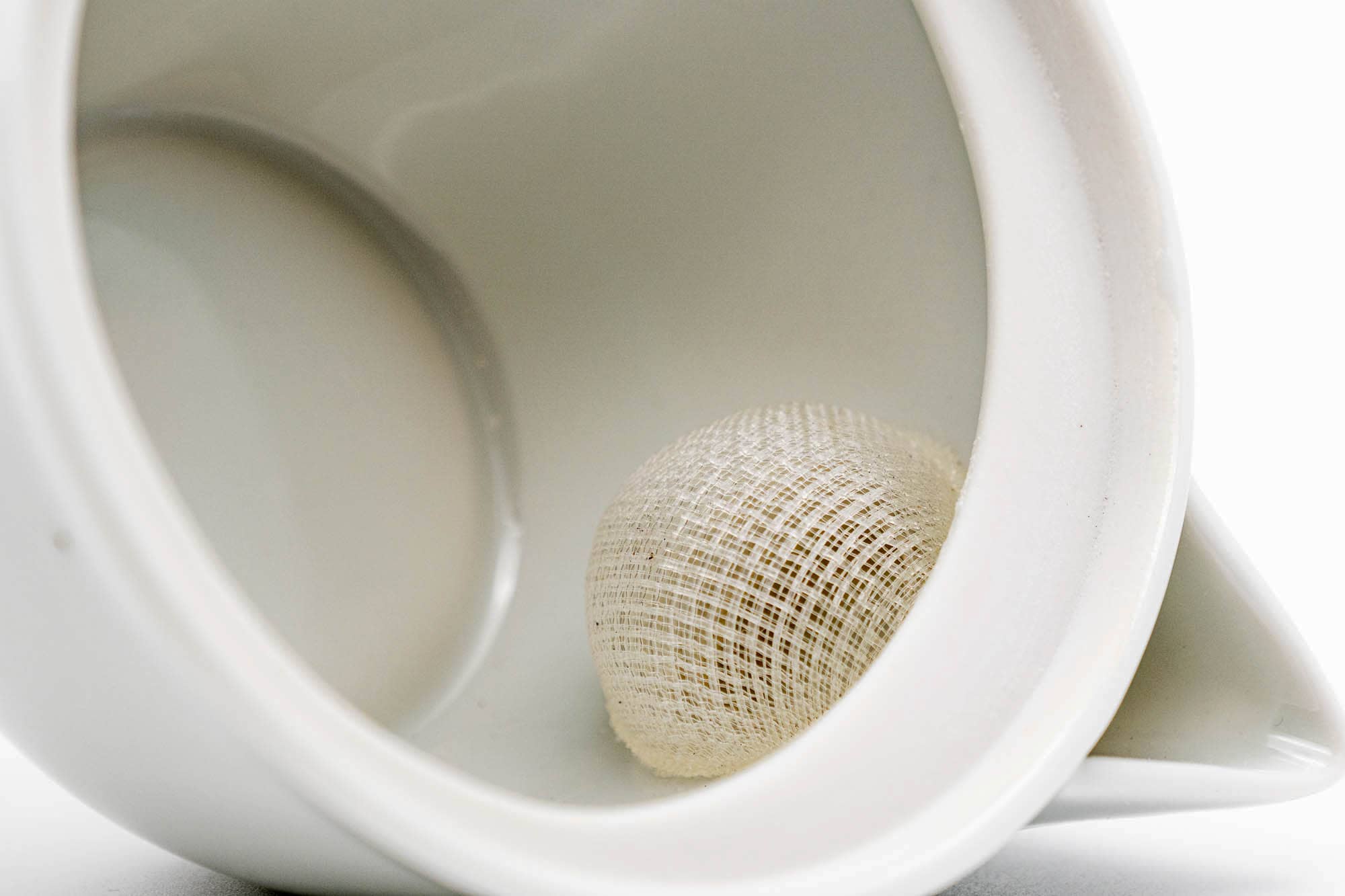 Japanese Houhin - White Porcelain Mesh Handle-less Teapot - 130ml
