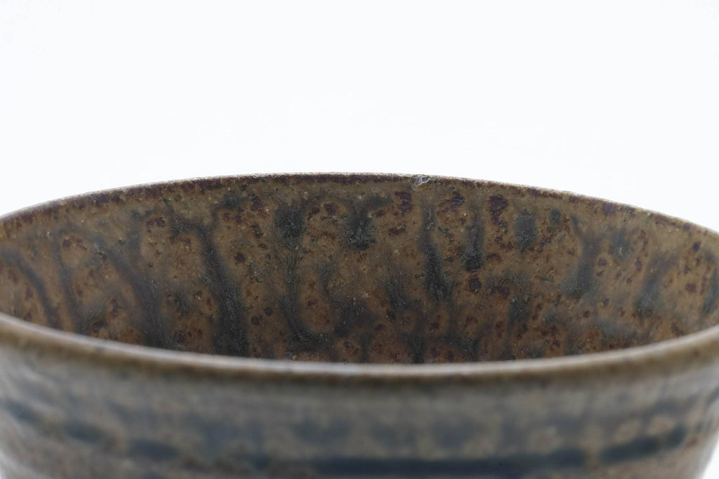 Japanese Matcha Bowl - Brown Green Mottled Drip-Glazed Chawan - 200ml