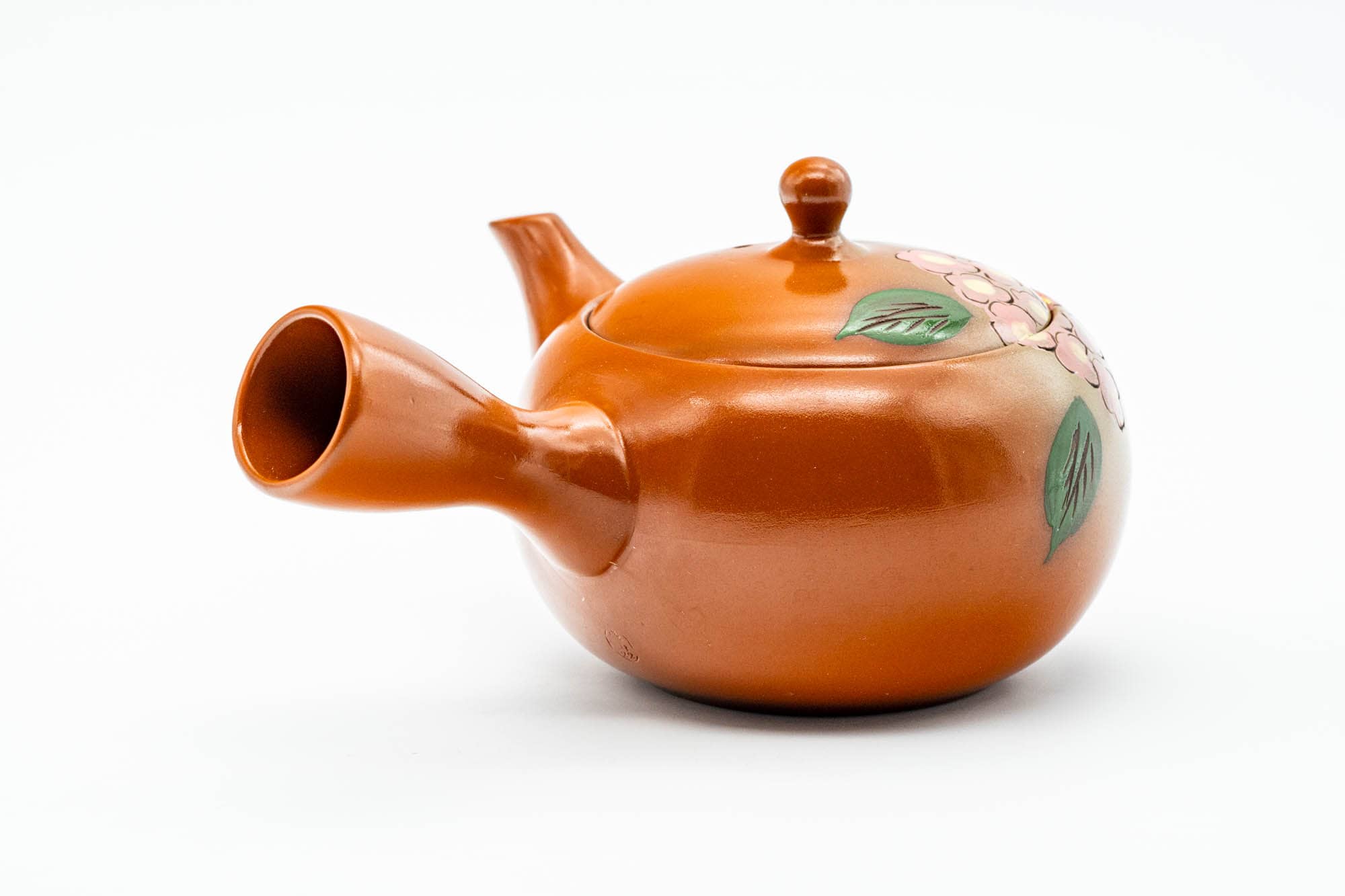 Japanese Kyusu - Floral Red Shudei Tokoname-yaki Mesh Basket Teapot - 280ml