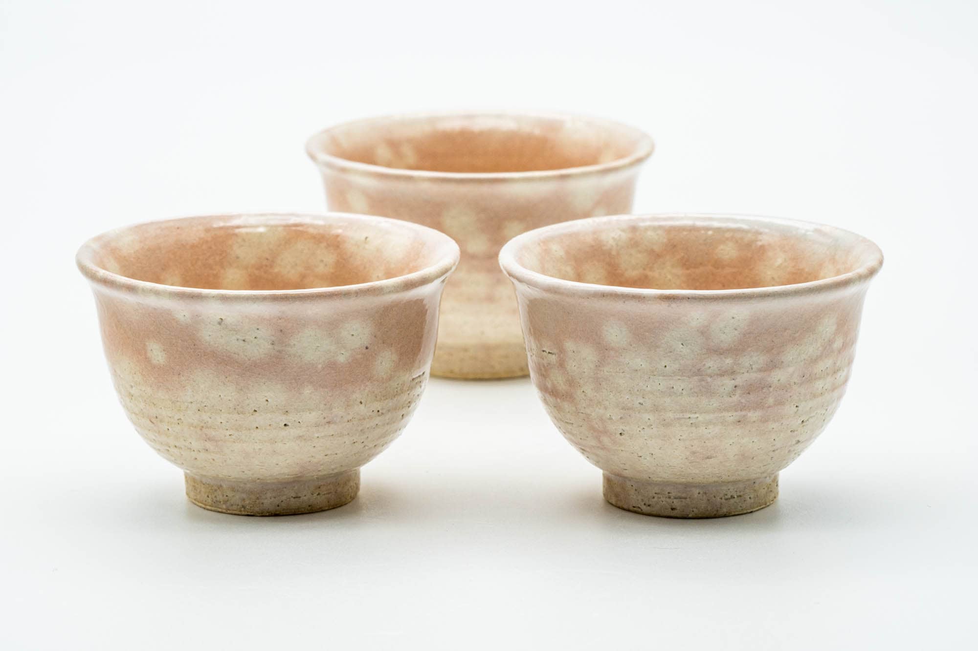 Japanese Teacups - Set of 3 Pink Gohonte Hagi-yaki Yunomi - 120ml
