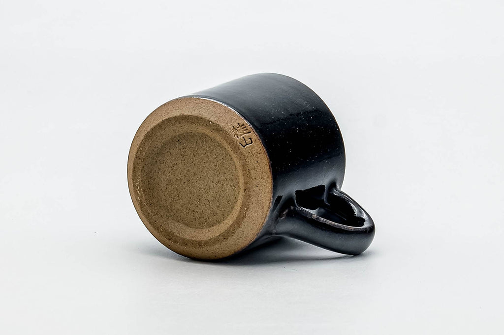 Japanese Teacup - Black Beige Drip-Glazed Ushirode Yunomi - 100ml