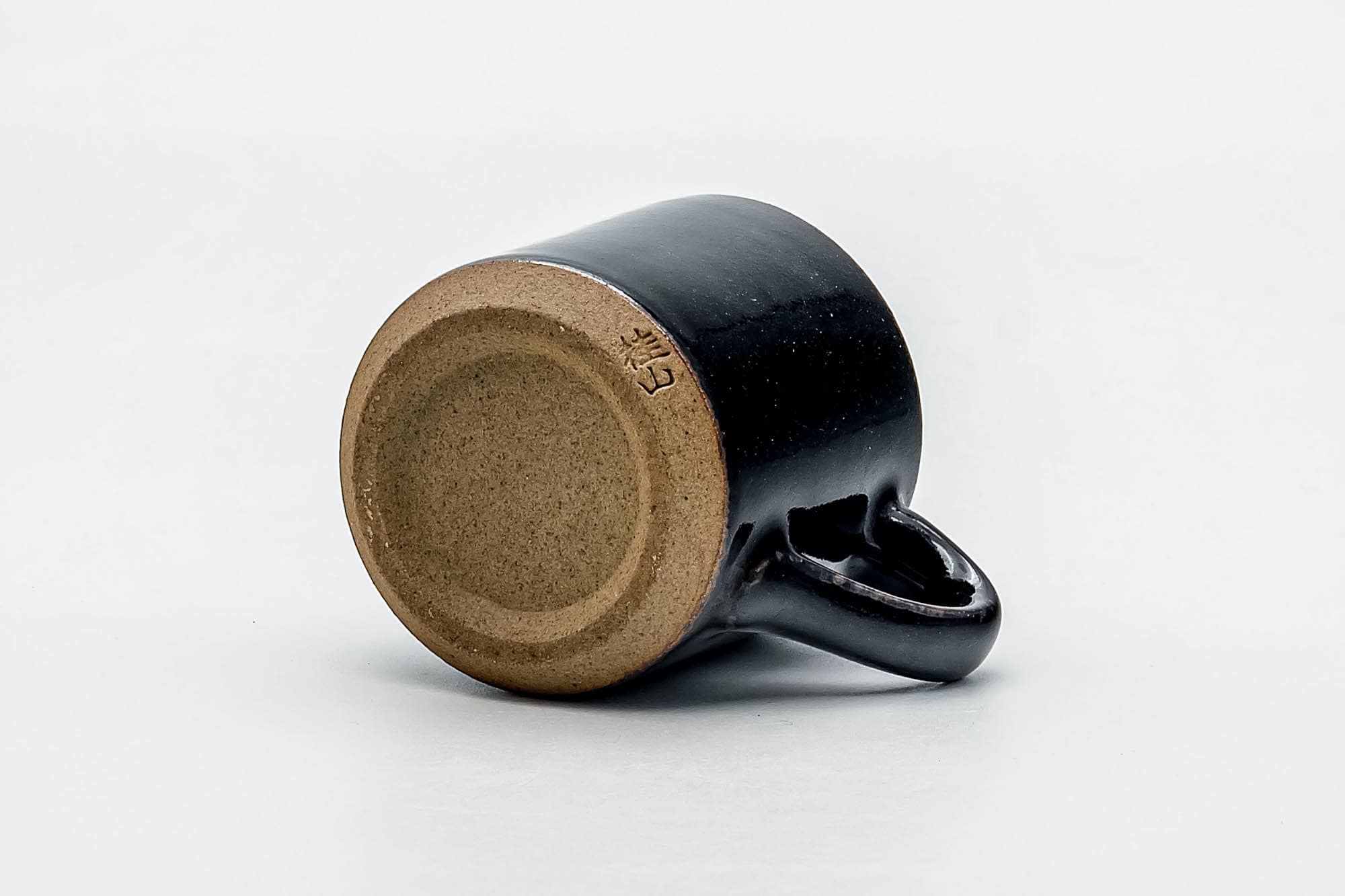 Japanese Teacup - Black Beige Drip-Glazed Ushirode Yunomi - 100ml
