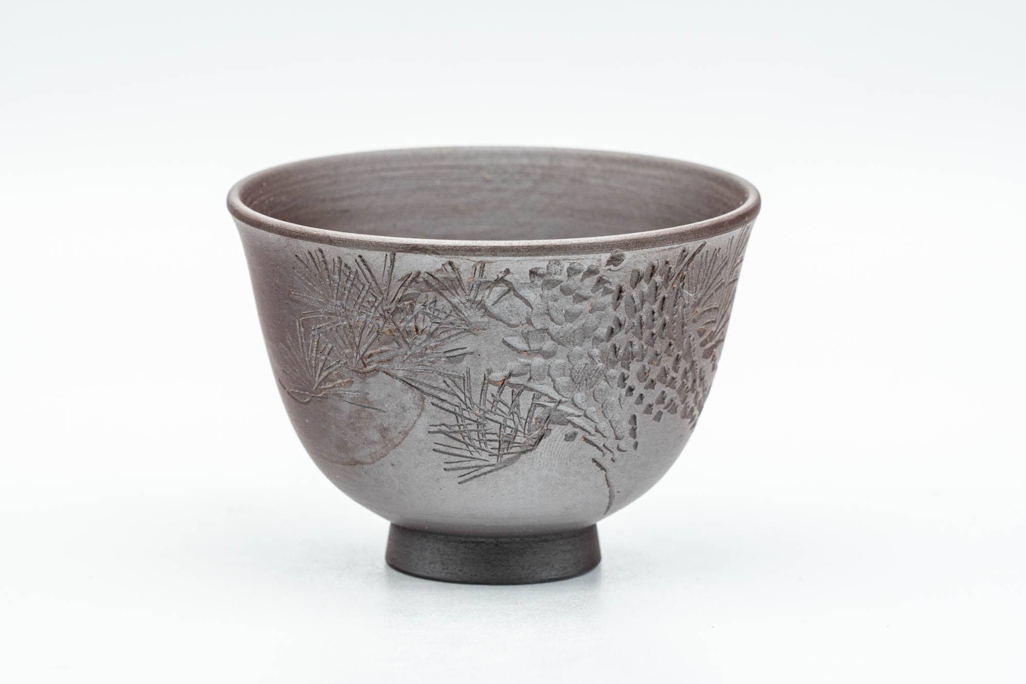 Japanese Teacups - Set of 5 Floral Engraved Banko-yaki Yunomi - 70ml