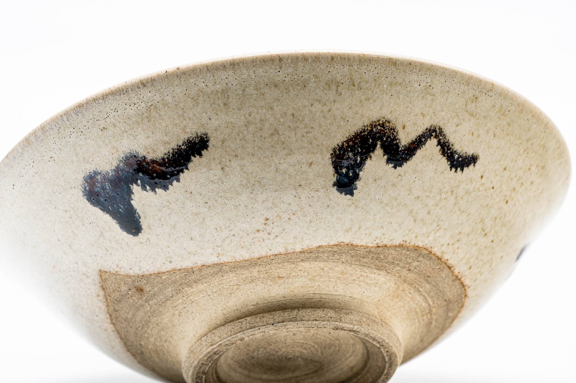 Japanese Matcha Bowl - Beige Squiggle Glazed Mino-yaki Summer Chawan - 100ml