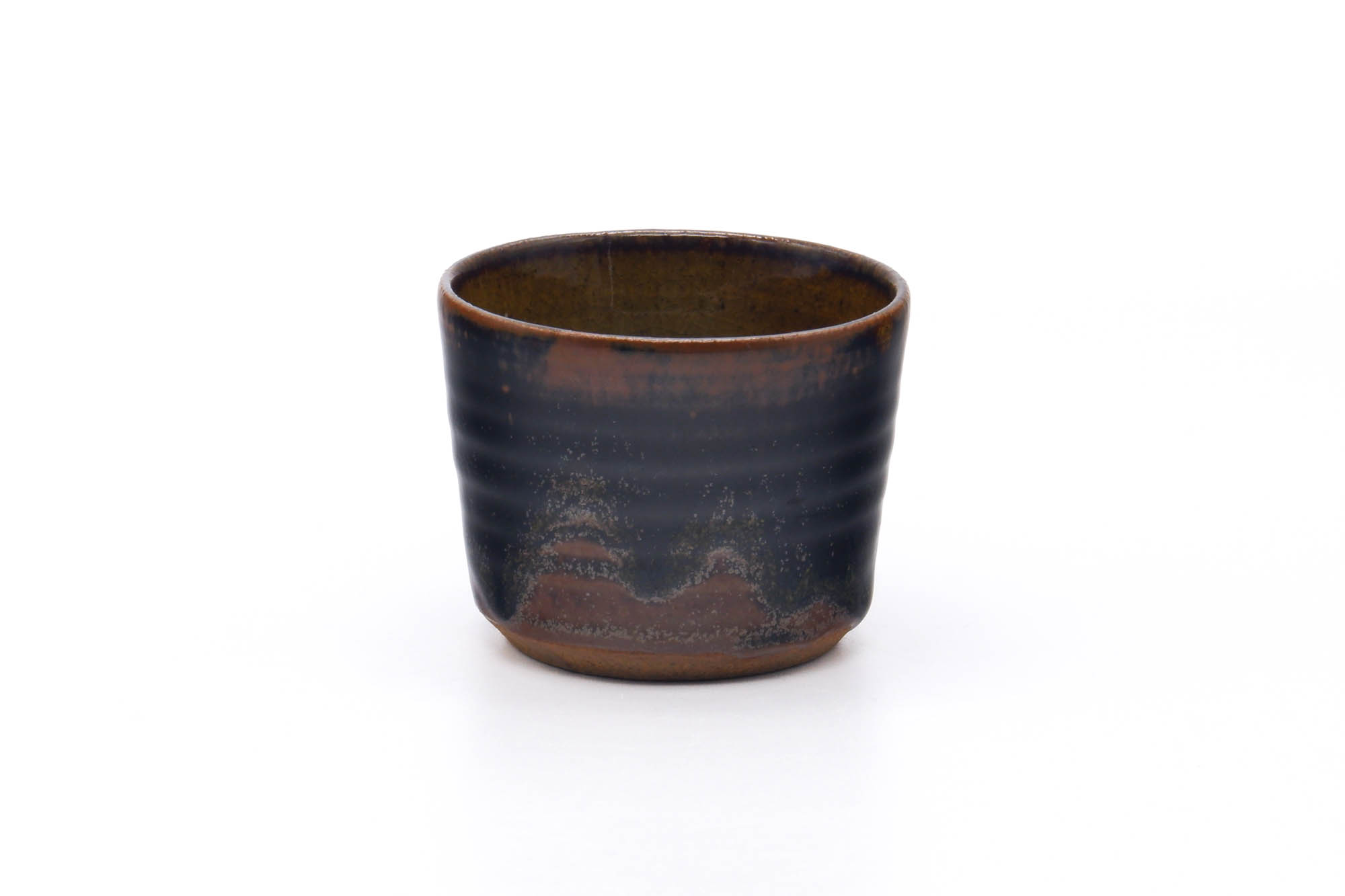 Japanese Teacup - Black Brown Glazed Yunomi - 75ml
