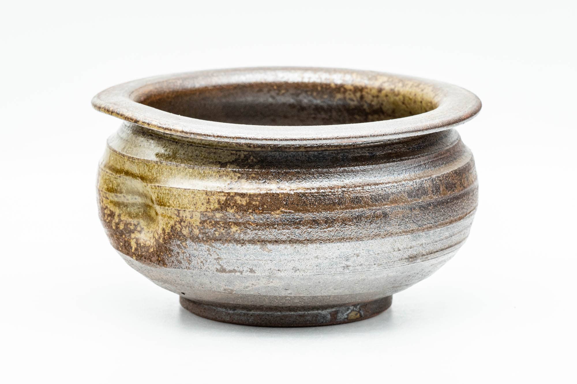 Japanese Kensui - Ash Green Glazed Thumb Indented Shigaraki-yaki Water Bowl - 500ml