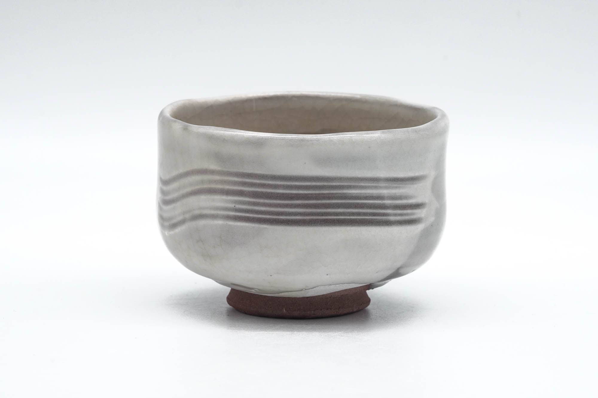 Japanese Matcha Bowl - Milky White Grey Hakeme Glazed Chawan - 100ml